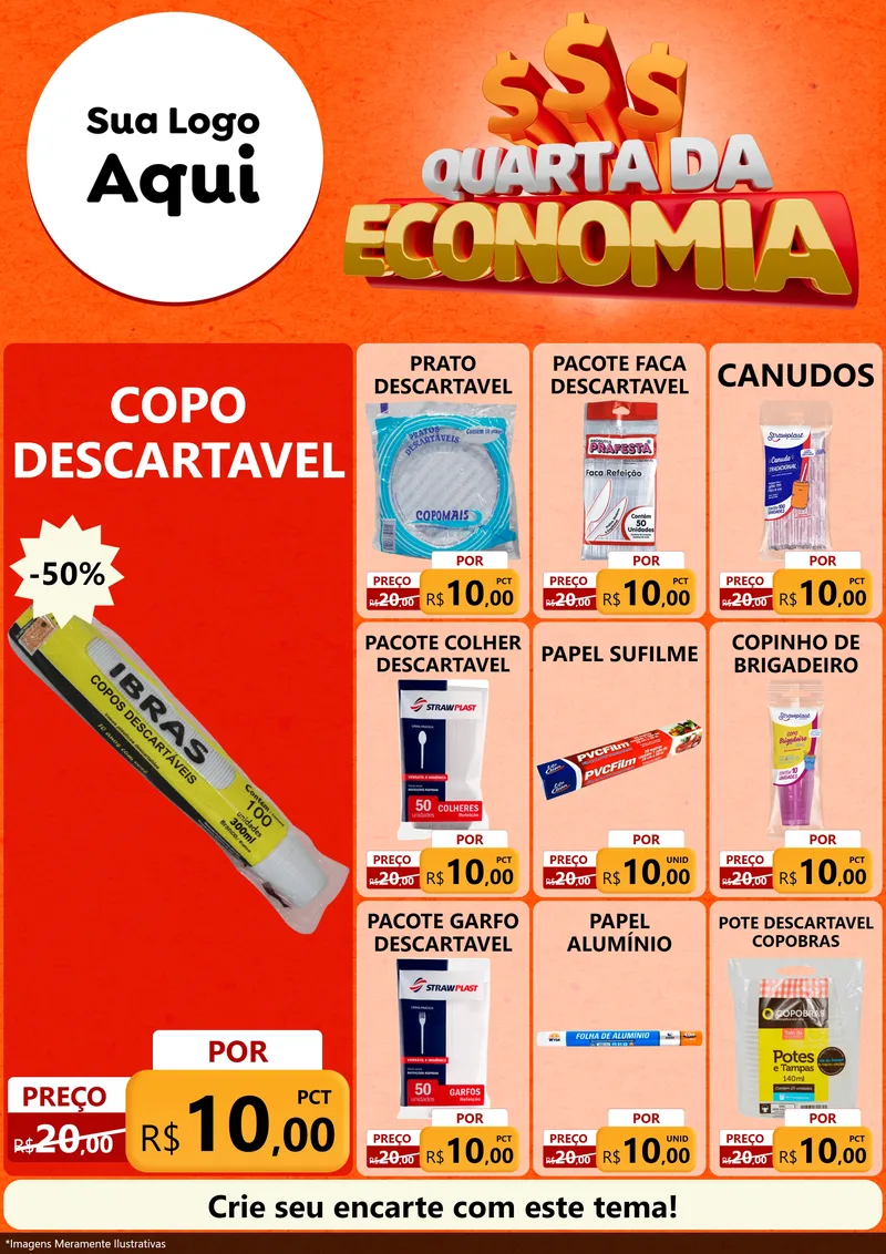 Modelo de Encarte para Encarte A4 Vertical com o tema Quarta da Economia para Embalagens