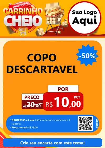 Modelo de Cartaz para Cartaz A4 Vertical com o tema Promoção carrinho cheio para Embalagens