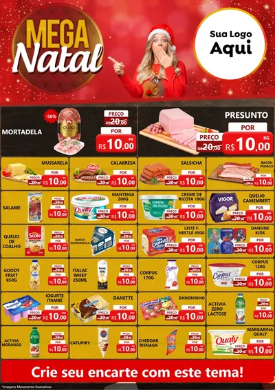 Modelo de Encarte para Encarte A4 Vertical com o tema Mega Natal para Frios e Laticínios