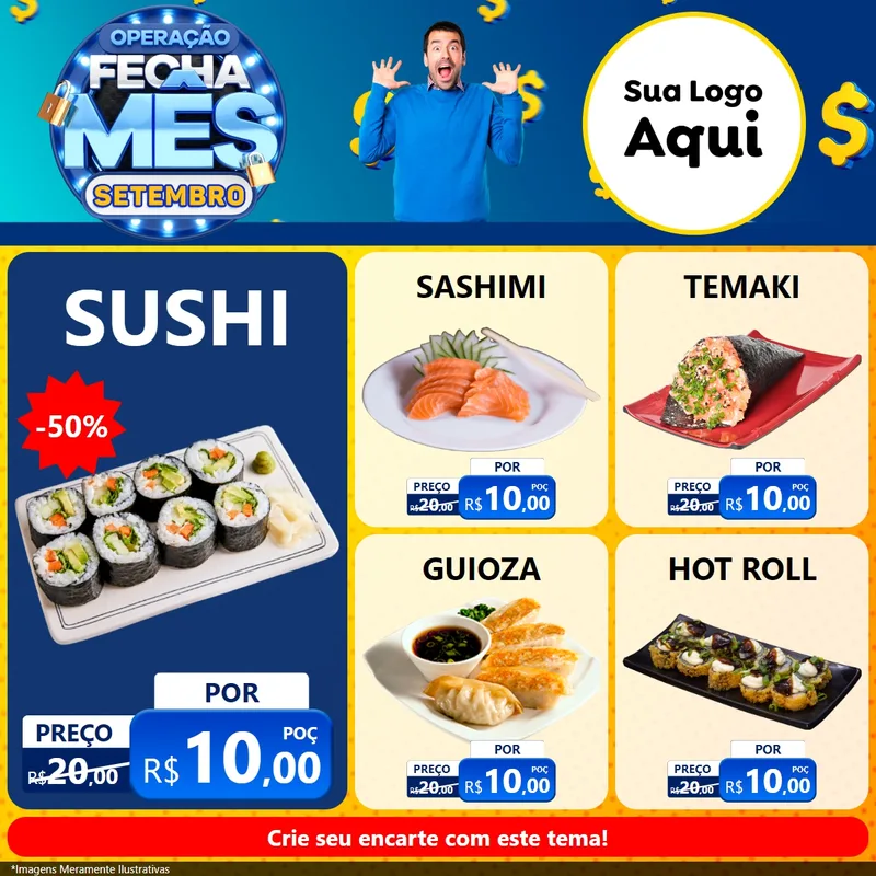 Modelo de Rede Social para Feed Facebook com o tema Operação Fecha Mês Setembro para Comida japonesa