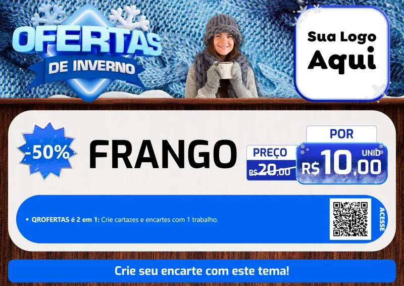 Modelo de Cartaz para Cartaz A4 Horizontal com o tema Ofertas de Inverno para Assados