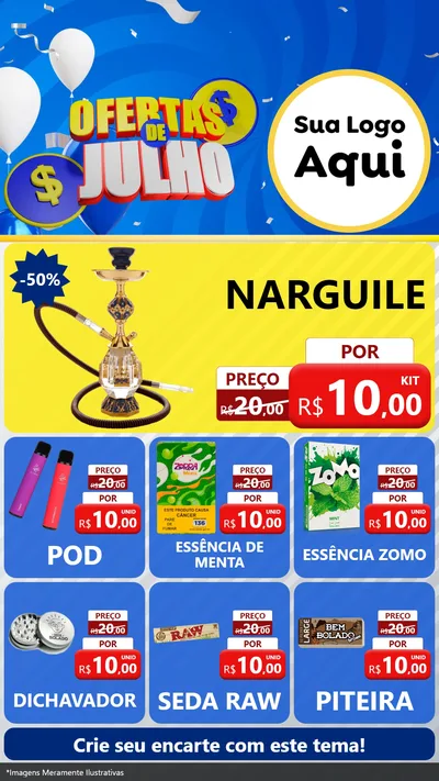 Modelo de Rede Social para Stories com o tema Ofertas de Julho para Tabacaria