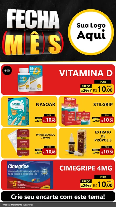 Modelo de TV para TV Vertical com o tema Fecha Mês para Farmácia