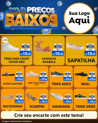 Modelo de Rede Social para Feed Instagram com o tema Dia D Preço Baixo para Calçados