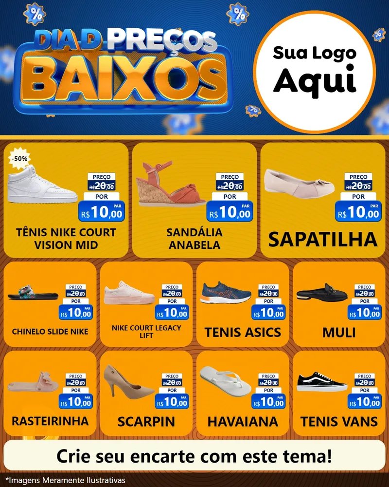 Modelo de Rede Social para Feed Instagram com o tema Dia D Preço Baixo para Calçados