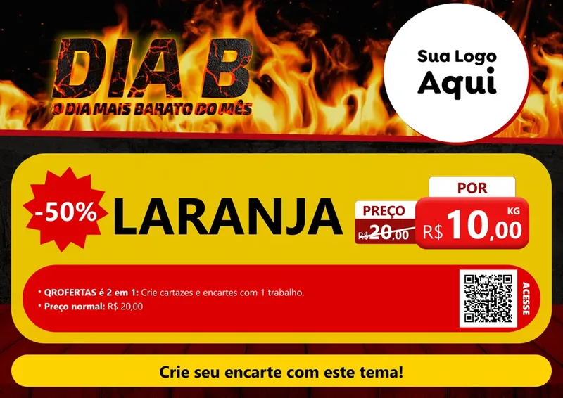 Modelo de Cartaz para Cartaz A4 Horizontal com o tema Dia B para Hortifrúti