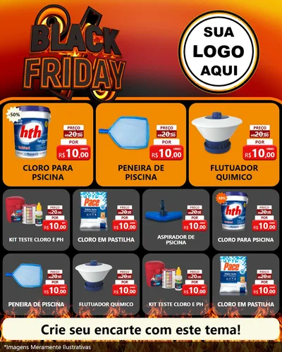 Modelo de Rede Social para Feed Instagram com o tema Black Friday para Produtos para Piscina