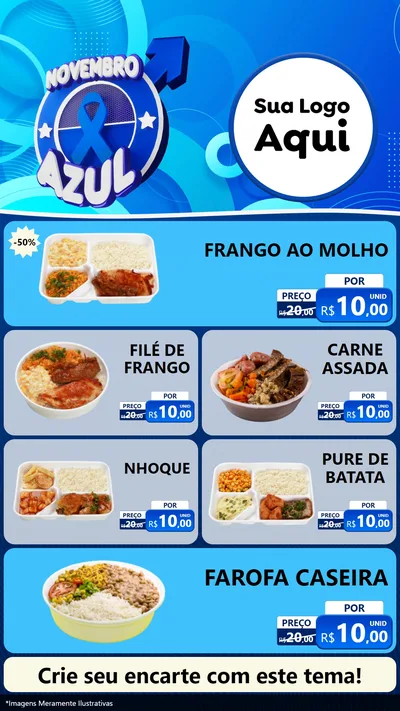 Modelo de TV para TV Vertical com o tema Novembro Azul para Restaurante