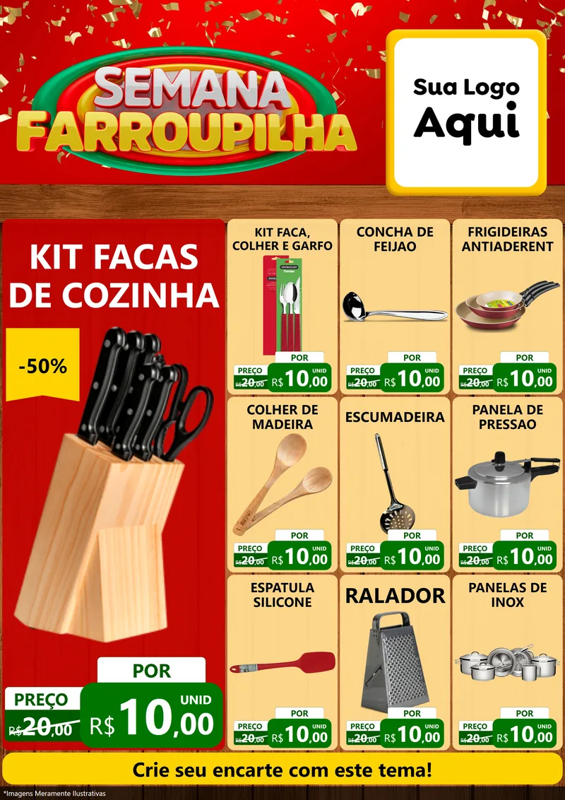 Modelo de Encarte para Encarte A4 Vertical com o tema Semana Farroupilha para Utilidades Domésticas