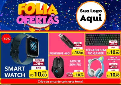 Modelo de Encarte para Encarte A4 Horizontal com o tema Folia de Ofertas para Informática