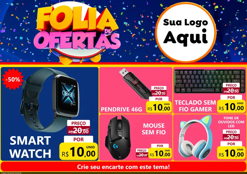 Modelo de Encarte para Encarte A4 Horizontal com o tema Folia de Ofertas para Informática