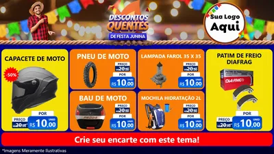 Modelo de TV para TV Horizontal com o tema Descontos Quentes de Festa Junina para Moto peças