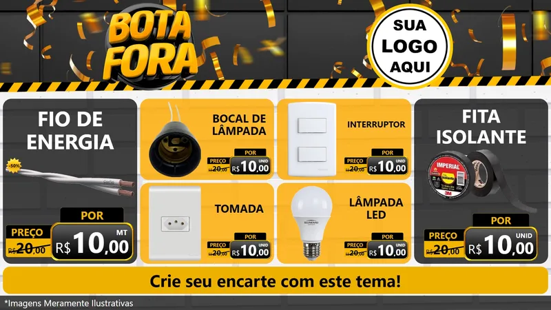 Modelo de TV para TV Horizontal com o tema Bota Fora para Materiais Elétricos