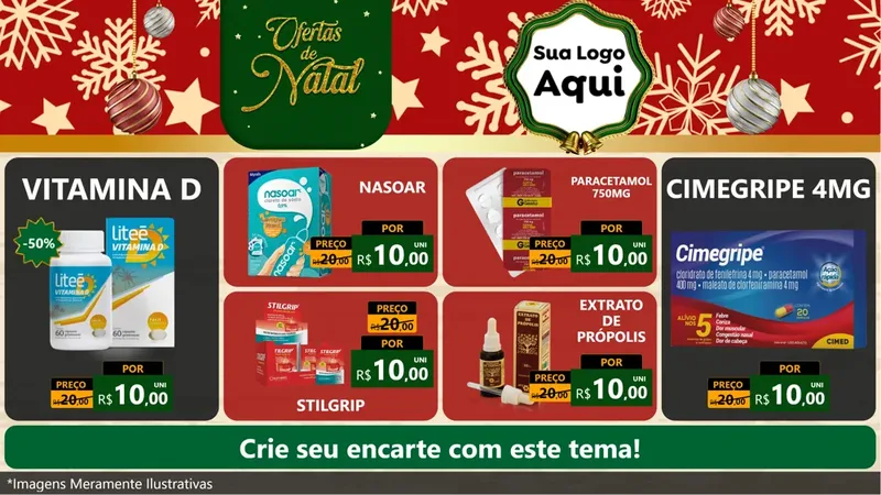 Modelo de TV para TV Horizontal com o tema Natal de Ofertas para Farmácia