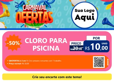 Modelo de Cartaz para Cartaz A4 Horizontal com o tema Carnaval de Ofertas para Produtos para Piscina
