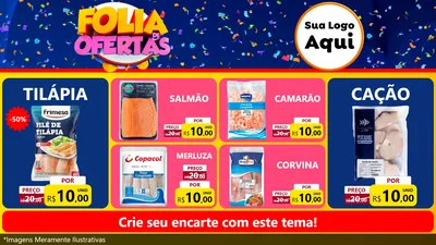 Modelo de TV para TV Horizontal com o tema Folia de Ofertas para Peixaria