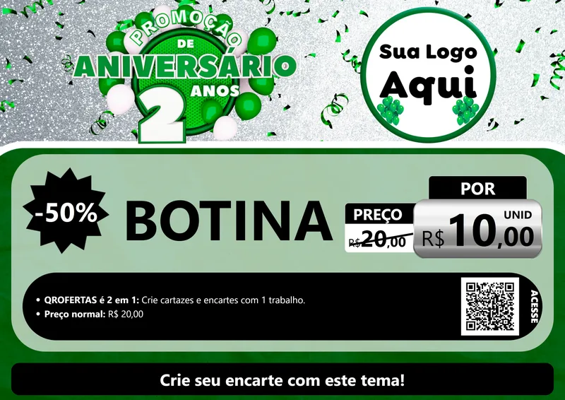 Modelo de Cartaz para Cartaz A4 Horizontal com o tema Promoção de Aniversário - 2 Anos para Agropecuária