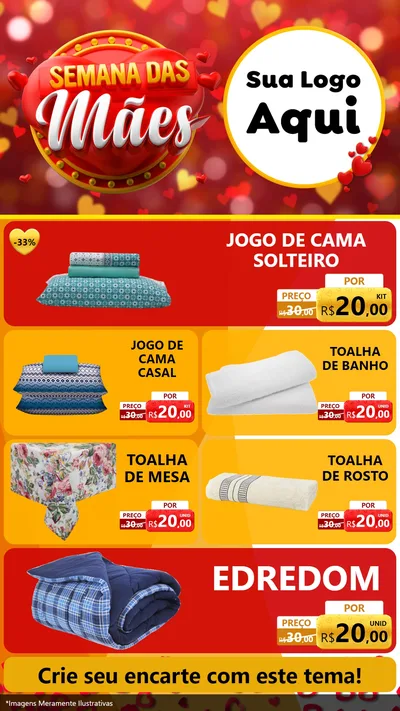 Modelo de TV para TV Vertical com o tema Semana das Mães para Cama, Mesa e Banho