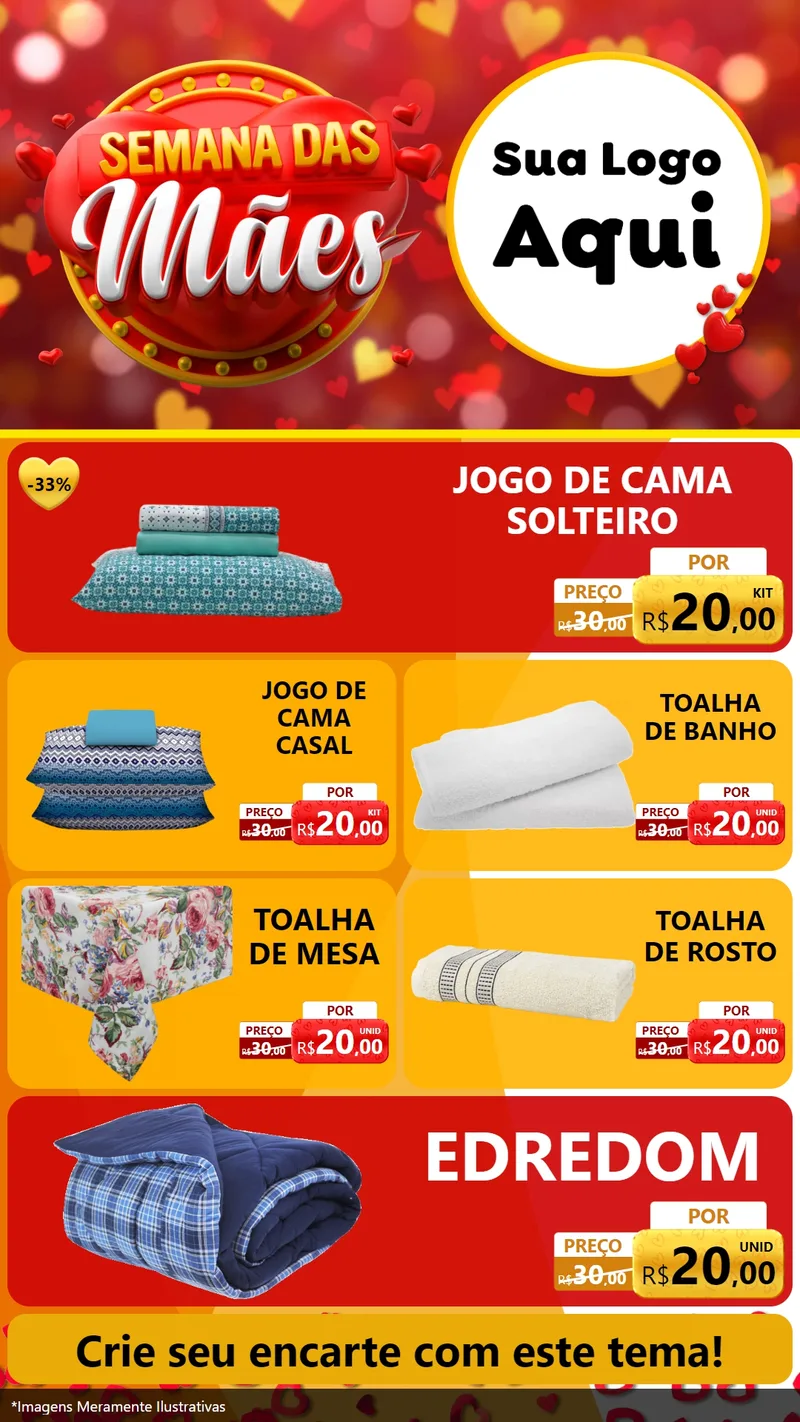 Modelo de TV para TV Vertical com o tema Semana das Mães para Cama, Mesa e Banho