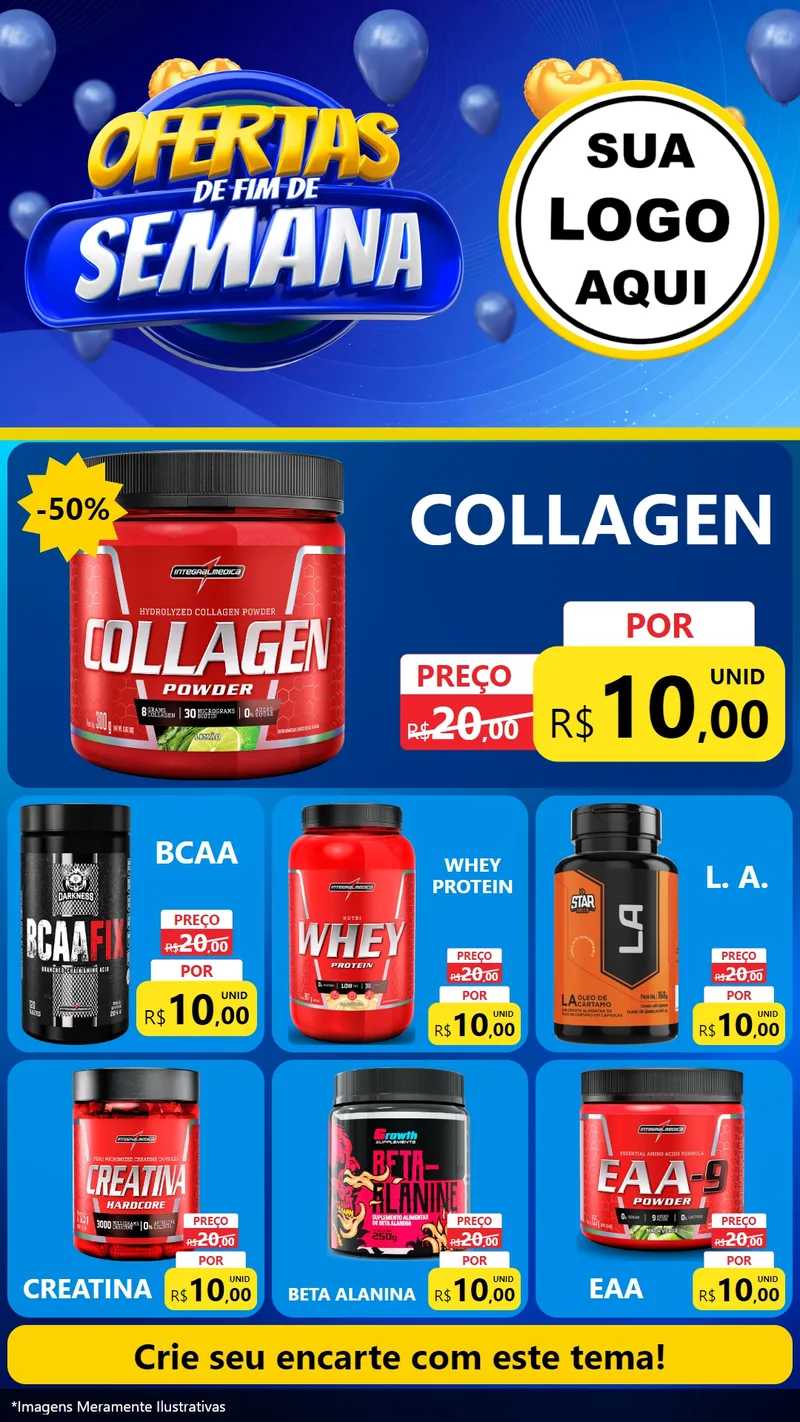 Modelo de Rede Social para Stories com o tema Ofertas de Fim de Semana para Suplementos alimentares