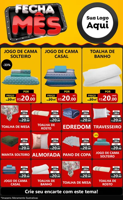 Modelo de Encarte para Encarte Grande com o tema Fecha Mês para Cama, Mesa e Banho