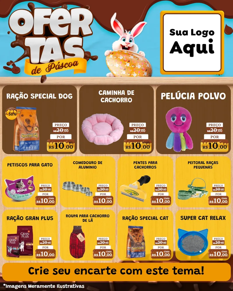 Modelo de Rede Social para Feed Instagram com o tema Ofertas de Páscoa para Pet Shop