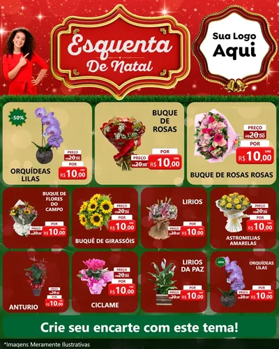Modelo de Rede Social para Feed Instagram com o tema Esquenta de Natal para Floricultura e jardim