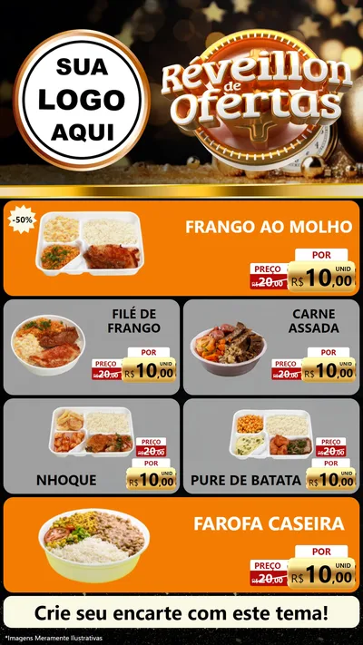 Modelo de TV para TV Vertical com o tema Réveillon de Ofertas para Restaurante