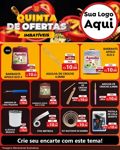 Modelo de Rede Social para Feed Instagram com o tema Quinta de Ofertas Imbatíveis para Armarinho e Aviamentos
