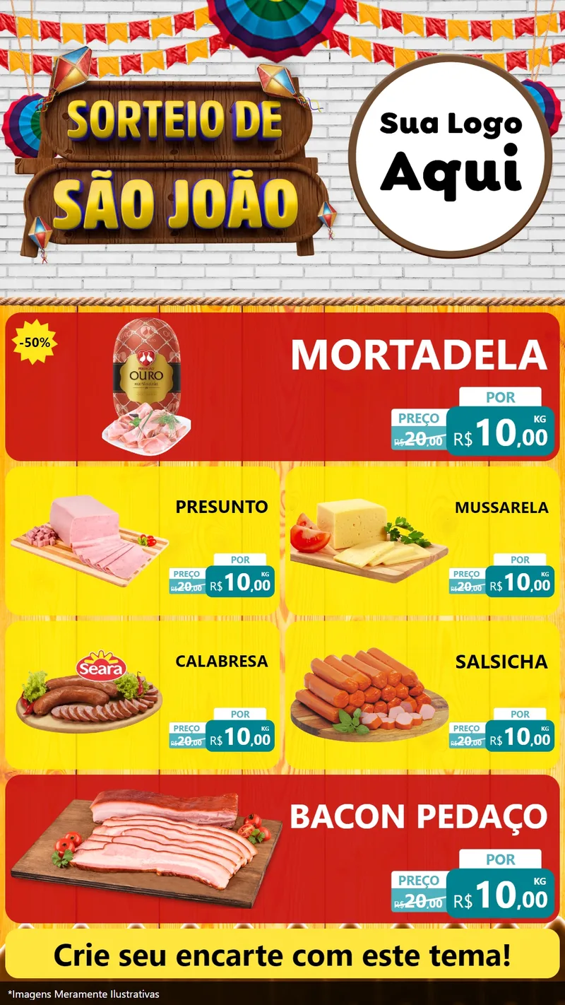 Modelo de TV para TV Vertical com o tema Sorteio de São João para Frios e Laticínios