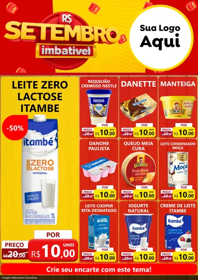 Modelo de Encarte para Encarte A4 Vertical com o tema Setembro Imbatível para Frios e Laticínios