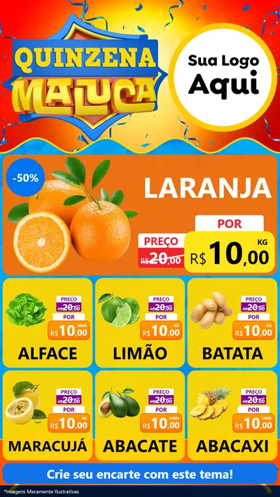 Modelo de Rede Social para Stories com o tema Quinzena Maluca para Hortifrúti