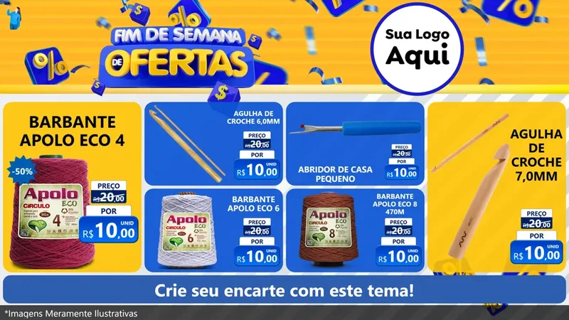 Modelo de TV para TV Horizontal com o tema Fim de Semana de Ofertas para Armarinho e Aviamentos