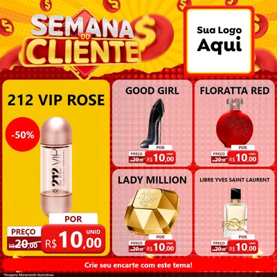 Modelo de Rede Social para Feed Facebook com o tema Semana do Cliente para Perfumes