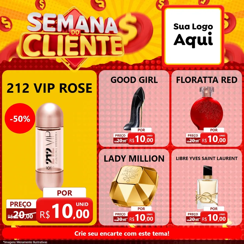 Modelo de Rede Social para Feed Facebook com o tema Semana do Cliente para Perfumes