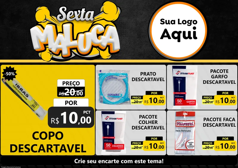 Modelo de Encarte para Encarte A4 Horizontal com o tema Sexta Maluca para Embalagens