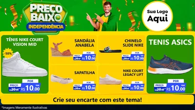 Modelo de TV para TV Horizontal com o tema Preço Baixo de Independência para Calçados