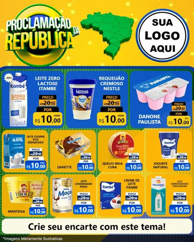 Modelo de Rede Social para Feed Instagram com o tema Proclamação da República para Frios e Laticínios