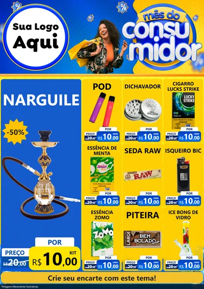 Modelo de Encarte para Encarte A4 Vertical com o tema Mês do Consumidor para Tabacaria
