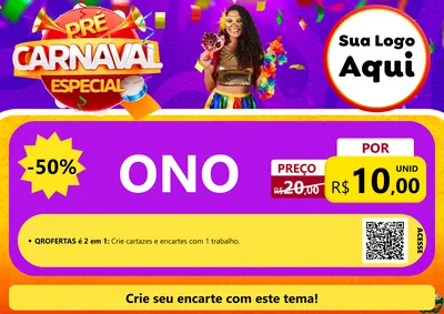 Modelo de Cartaz para Cartaz A4 Horizontal com o tema Pré-Carnaval Especial para Óticas
