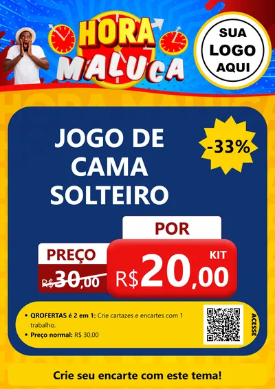 Modelo de Cartaz para Cartaz A4 Vertical com o tema Hora Maluca para Cama, Mesa e Banho