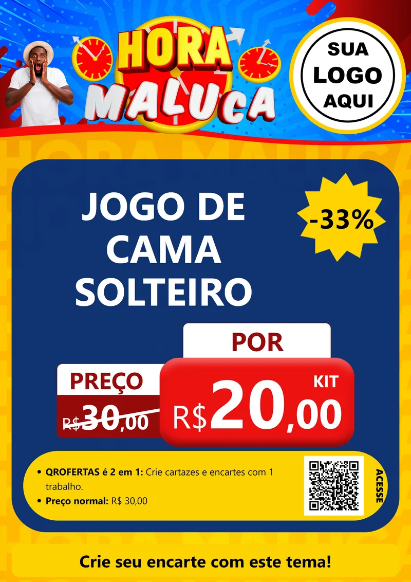 Modelo de Cartaz para Cartaz A4 Vertical com o tema Hora Maluca para Cama, Mesa e Banho