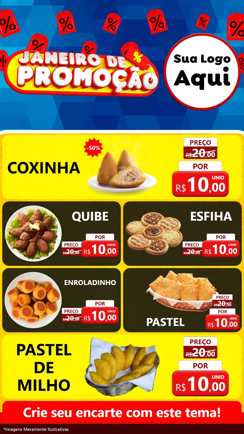 Modelo de TV para TV Vertical com o tema Janeiro de Promoção para Salgadaria