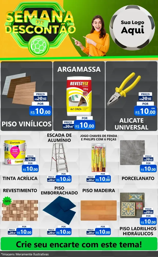 Modelo de Encarte para Encarte Grande com o tema Semana de Descontão - Copa para Material para Construção