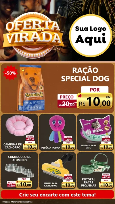 Modelo de Rede Social para Stories com o tema Oferta da Virada para Pet Shop