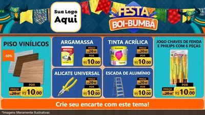 Modelo de TV para TV Horizontal com o tema Festa Boi Bumbá para Material para Construção