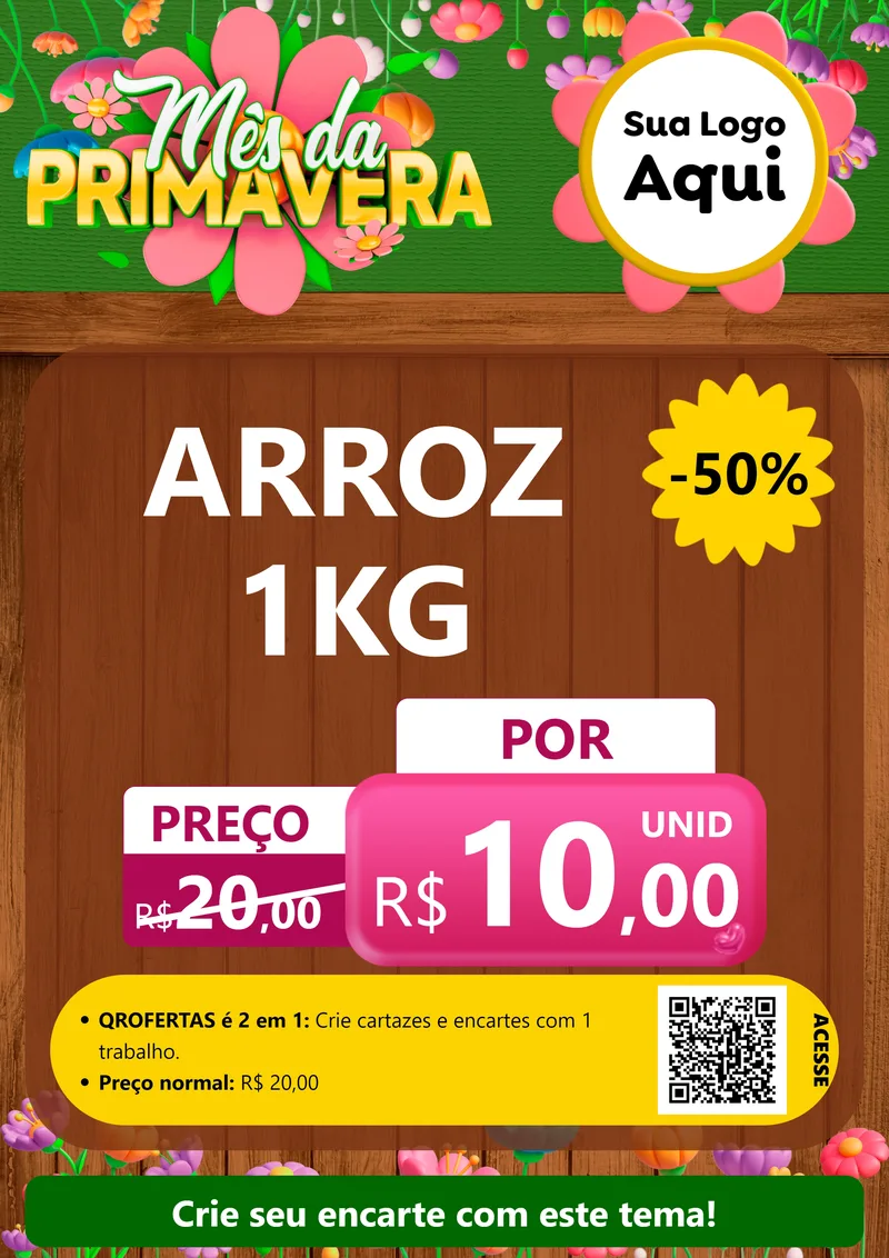Modelo de Cartaz para Cartaz A4 Vertical com o tema Mês da Primavera para Supermercado