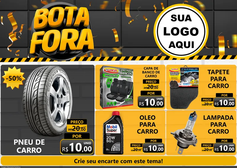 Modelo de Encarte para Encarte A4 Horizontal com o tema Bota Fora para Auto peças
