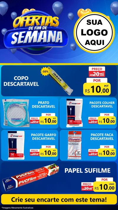 Modelo de TV para TV Vertical com o tema Ofertas de Fim de Semana para Embalagens