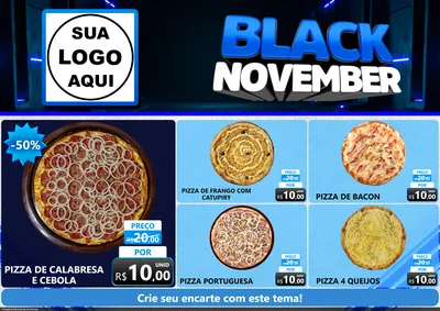 Modelo de Encarte para Encarte A4 Horizontal com o tema Black November para Pizzaria